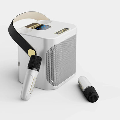 Karaoke Bluetooth Speaker – 360° Surround Wireless Subwoofer with Dual Mics