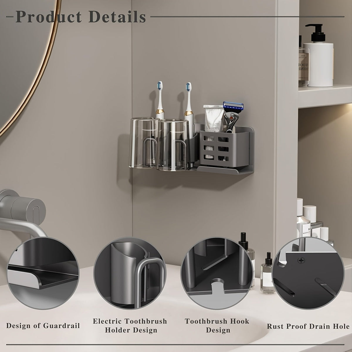 BristleHub Wall-Mounted Electric Toothbrush Holder – Aluminium Bathroom Organizer with Drainage Holes