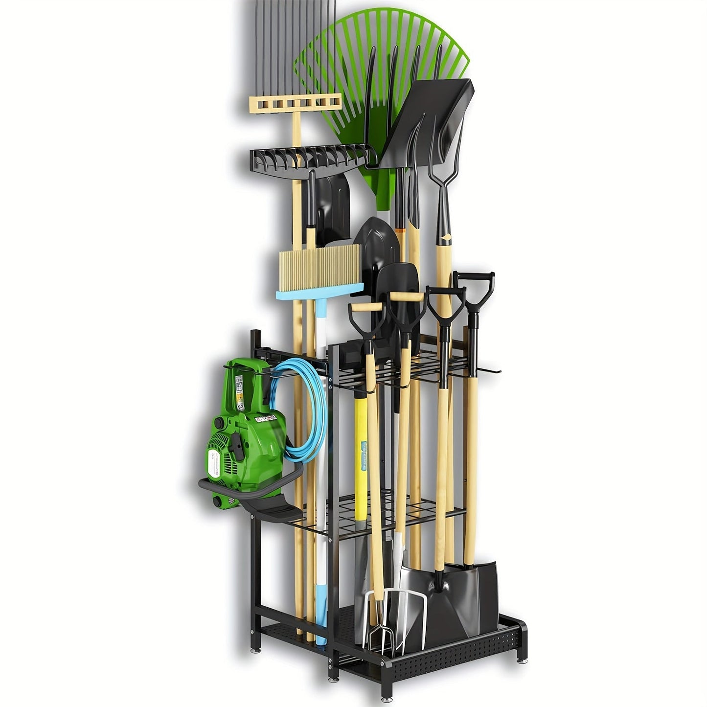 Heavy-Duty Black Metal Garden Rack – Durable Outdoor Tool & Hose Storage Organiser