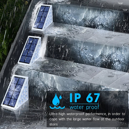 2-Pack Triangular Solar Step Lights – IP67 Waterproof LED Outdoor Garden Lights