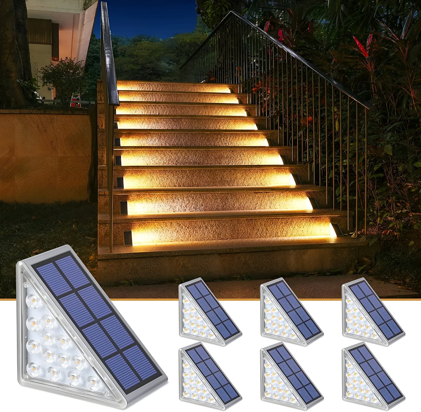 2-Pack Triangular Solar Step Lights – IP67 Waterproof LED Outdoor Garden Lights