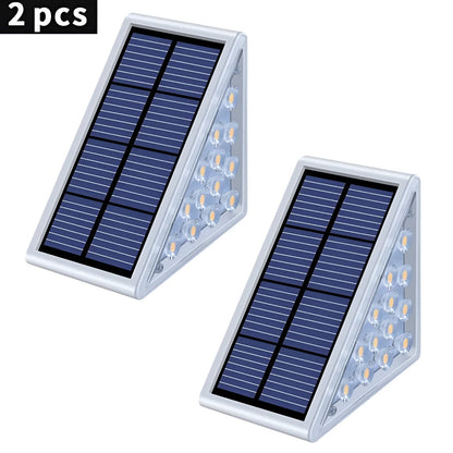 2-Pack Triangular Solar Step Lights – IP67 Waterproof LED Outdoor Garden Lights