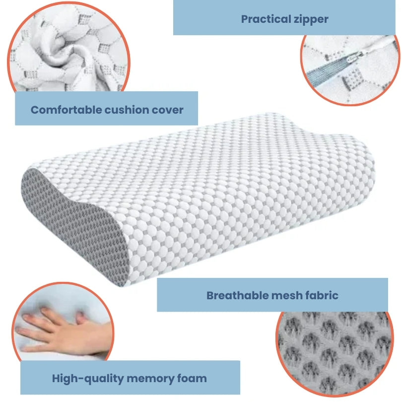 Comfy Orthopedic Memory Foam Pillow - Neck & Spine Support for Deeper Sleep