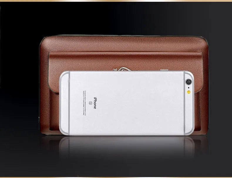 Men's Genuine Leather Clutch Bag – Stylish & Spacious PU Leather Wallet for Daily Essentials