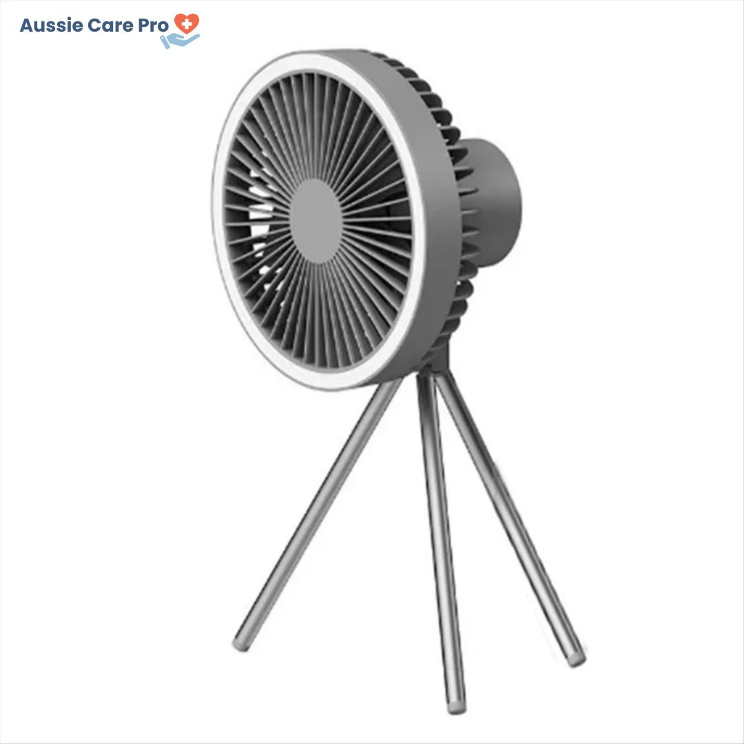 Rechargeable Camping Fan with LED Light & Powerbank