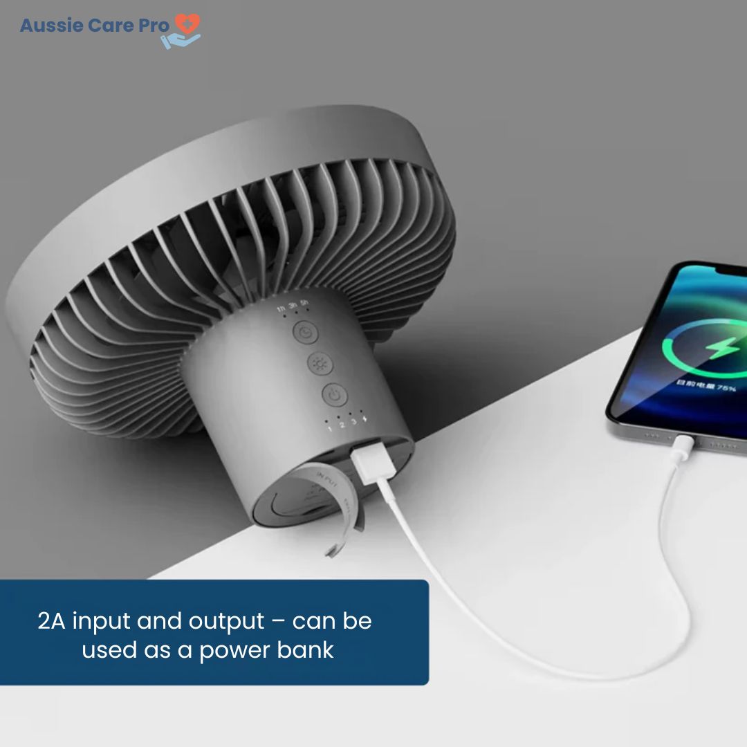 Rechargeable Camping Fan with LED Light & Powerbank