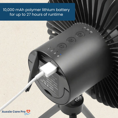 Rechargeable Camping Fan with LED Light & Powerbank