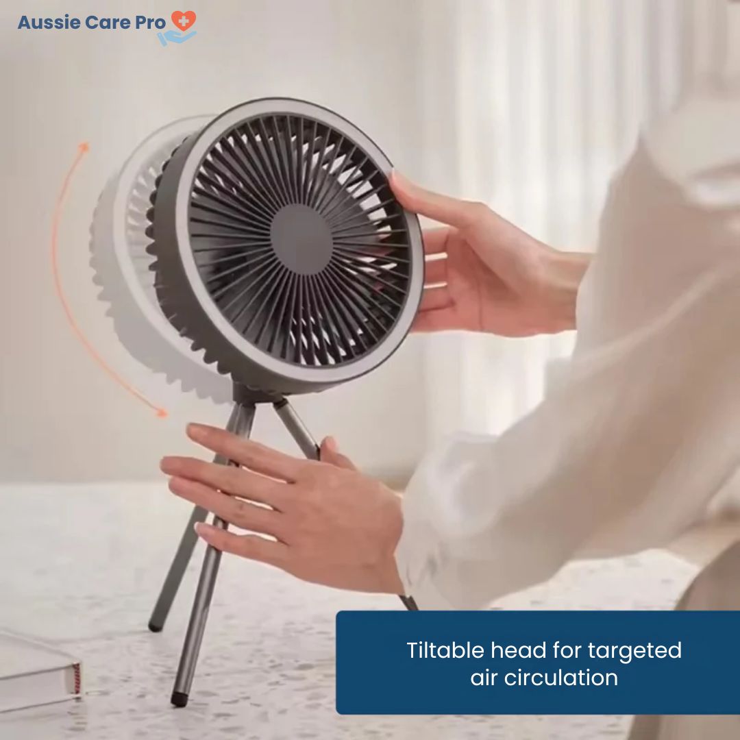 Rechargeable Camping Fan with LED Light & Powerbank