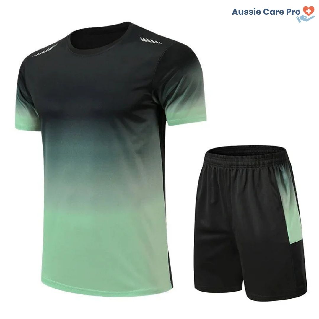 Men’s 2-Piece Activewear Set – Quick-Dry Gym Shirt & Shorts