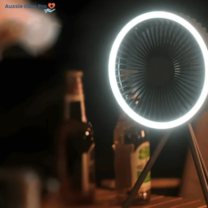 Rechargeable Camping Fan with LED Light & Powerbank