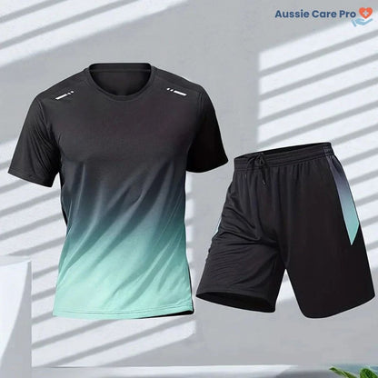 Men’s 2-Piece Activewear Set – Quick-Dry Gym Shirt & Shorts