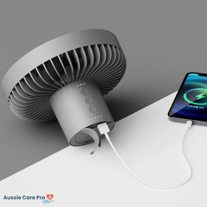 Rechargeable Camping Fan with LED Light & Powerbank