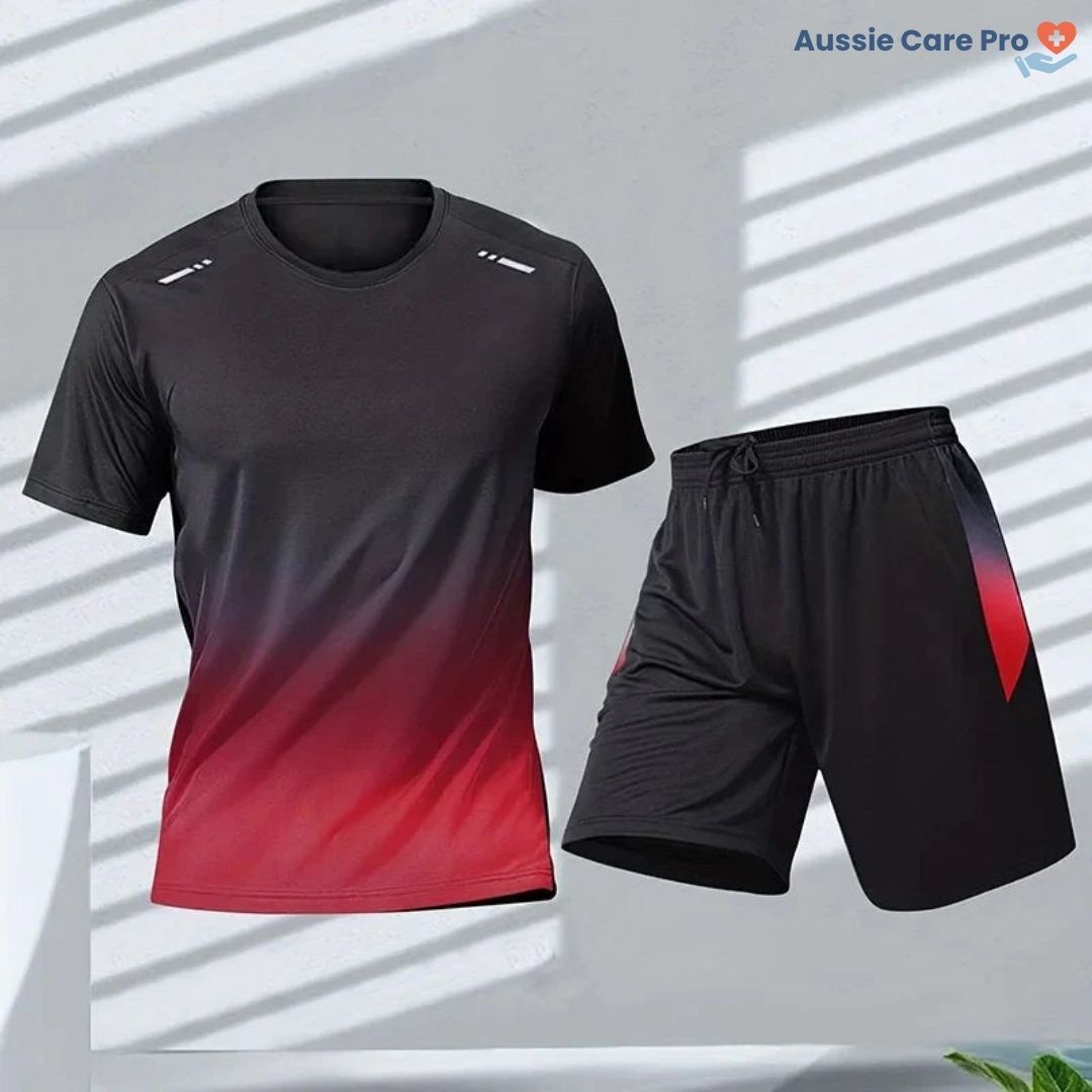 Men’s 2-Piece Activewear Set – Quick-Dry Gym Shirt & Shorts