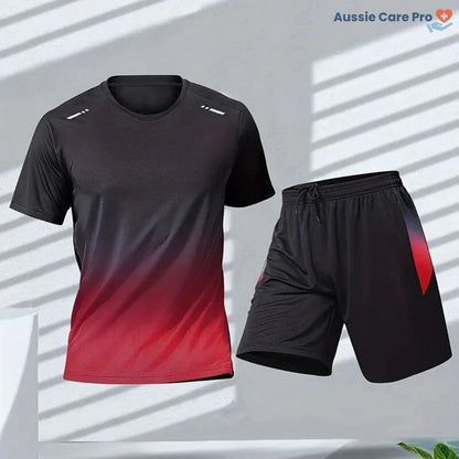 Men’s 2-Piece Activewear Set – Quick-Dry Gym Shirt & Shorts