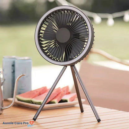 Rechargeable Camping Fan with LED Light & Powerbank