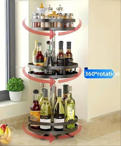 TwistRack 360° – Rotating Storage Shelf | Space-Saving Adjustable Organizer for Kitchen, Bathroom & Home