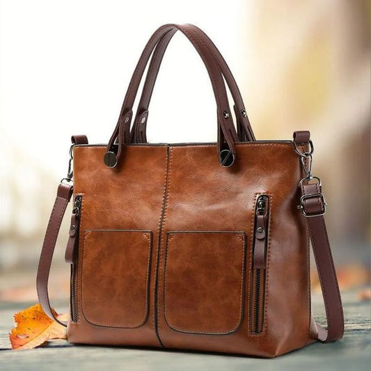 Vintage Leather Autumn Shoulder Bag for Women – Stylish PU Crossbody Tote