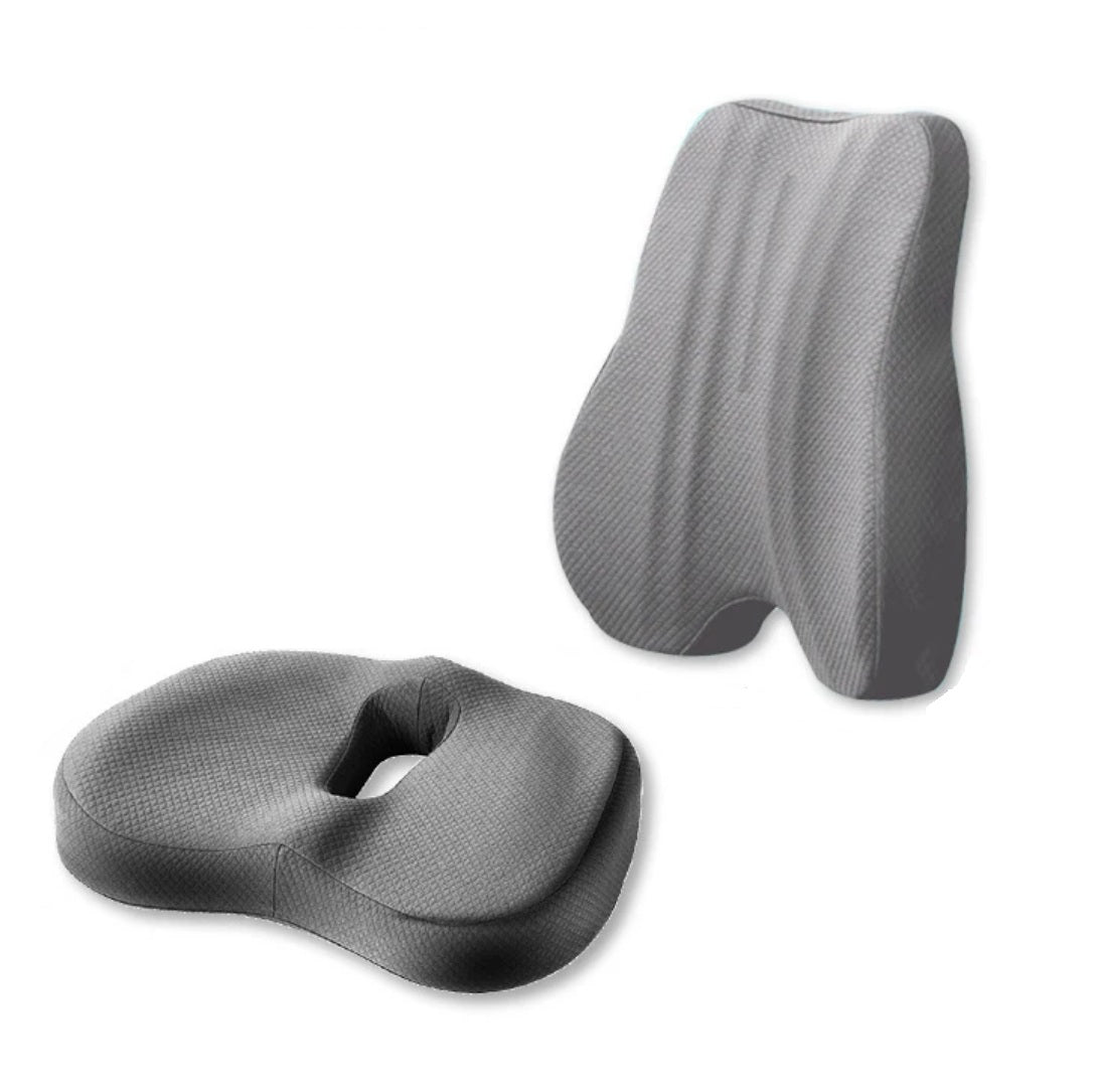 Ergonomic Memory Foam Seat & Back Cushion – Ultimate Comfort for Office Chairs