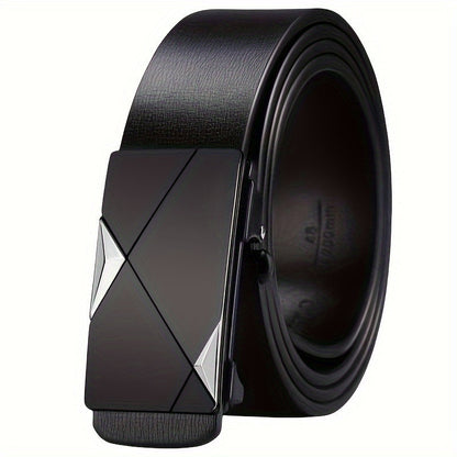 Men’s Genuine Leather Belt with Automatic Buckle – Classic Adjustable Cowhide Waist Belt