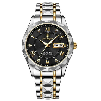 Waterproof Luxury Men’s Watch with Luminous Hands & Date