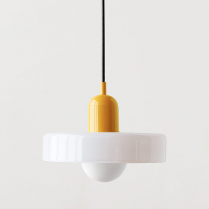 Coloured Glass Pendant Light – Elegant Bauhaus-Style Hanging Lamp for Living Room & Dining Area