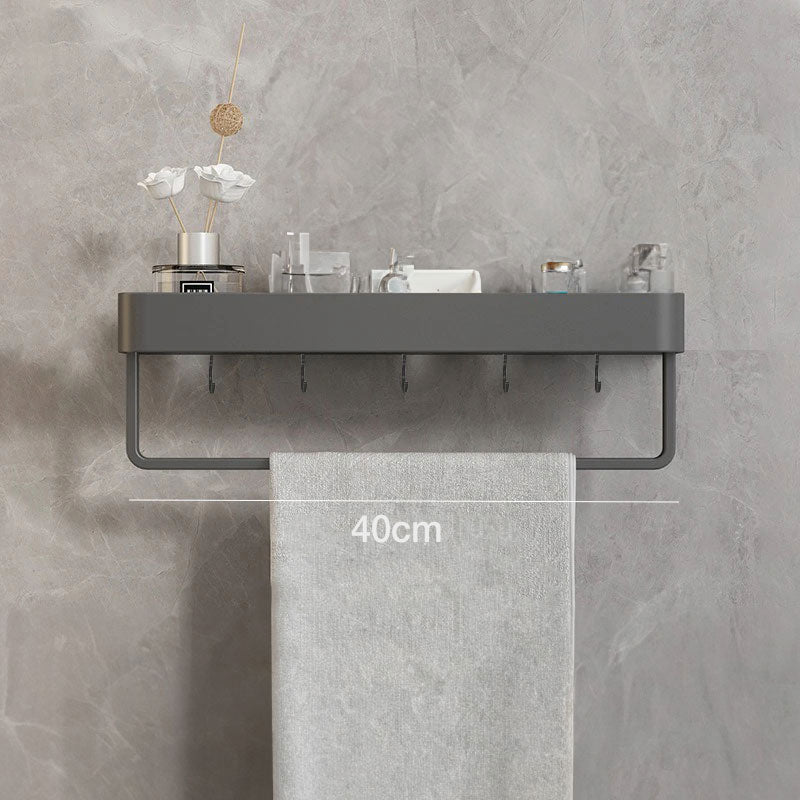 Modern Grey Bathroom Shelf – Stylish Wall-Mounted Storage with Optional Towel Rail