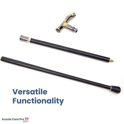Premium Orthopedic Walking Cane with Sculpted Handle & Built-in Compass – Elegant & Durable