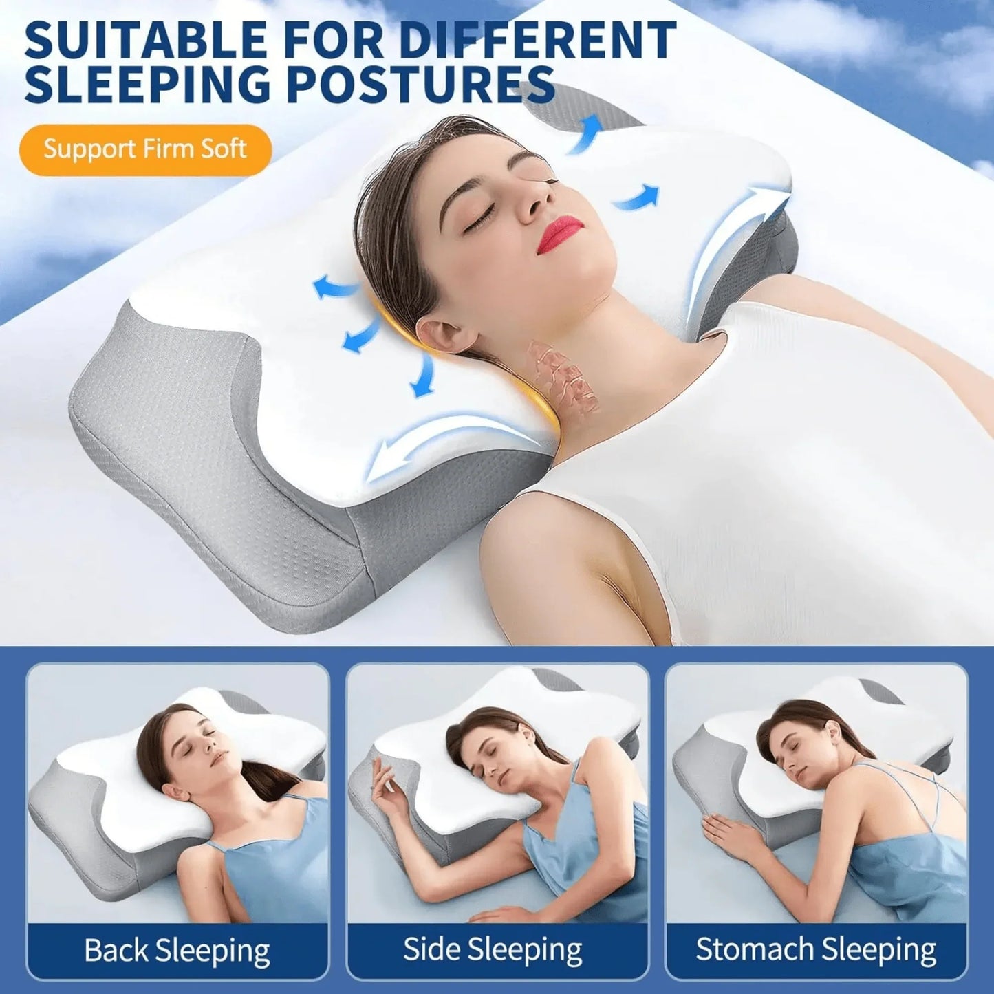 Butterfly Memory Foam Pillow - Orthopedic Pain Relief Shaped Pillow