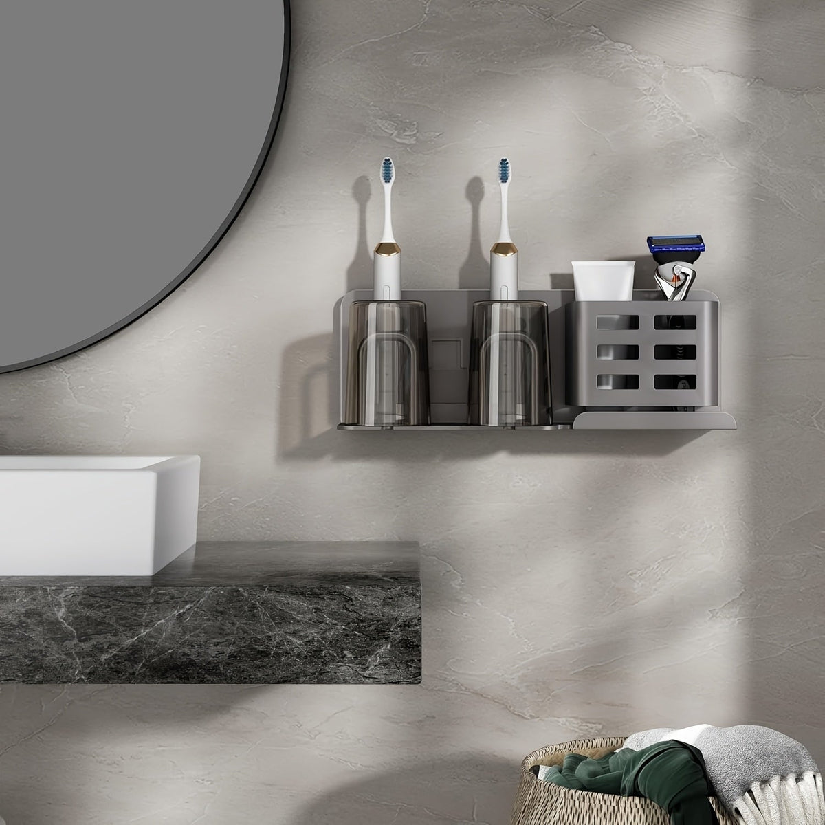 BristleHub Wall-Mounted Electric Toothbrush Holder – Aluminium Bathroom Organizer with Drainage Holes