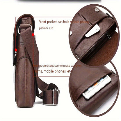 Vintage Luxe PU Leather Shoulder Bag – Men’s Crossbody Messenger Bag with Adjustable Strap