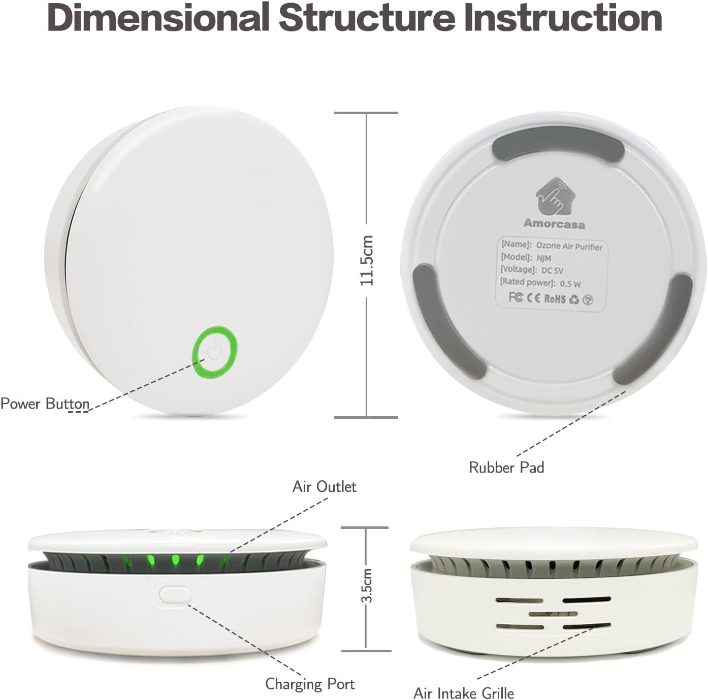 FreshAir Ozone Odor Eliminator – Portable Air Purifier for Smoke, Pet Smells & Household Odor