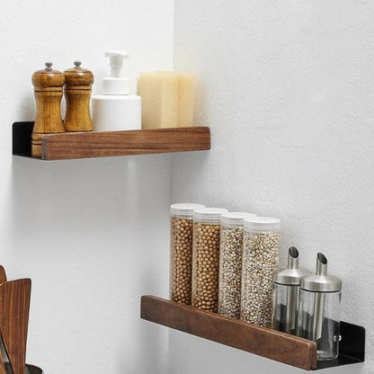 Solid Wood Bathroom Shelf – No-Drill Wall Mounted Bathroom Organizer