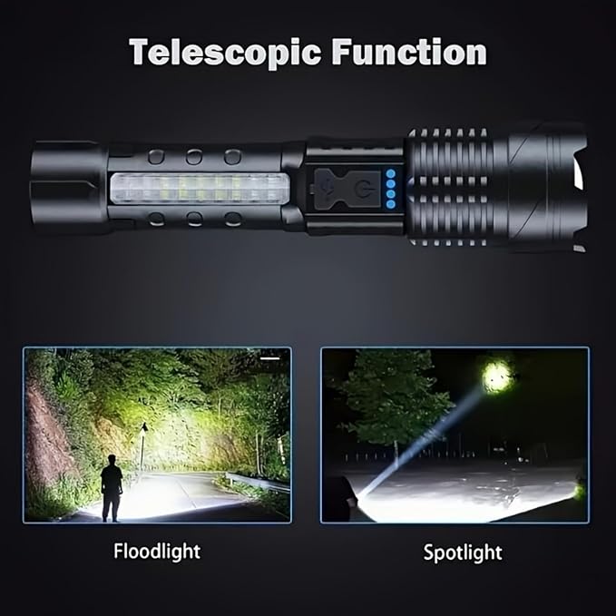 Zoomable LED Flashlight – 3KM Range, Ultra Bright & Durable