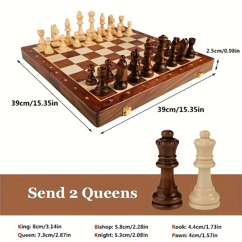 Wooden Chess Set – Tournament Grade Folding Board with Handcrafted Pieces