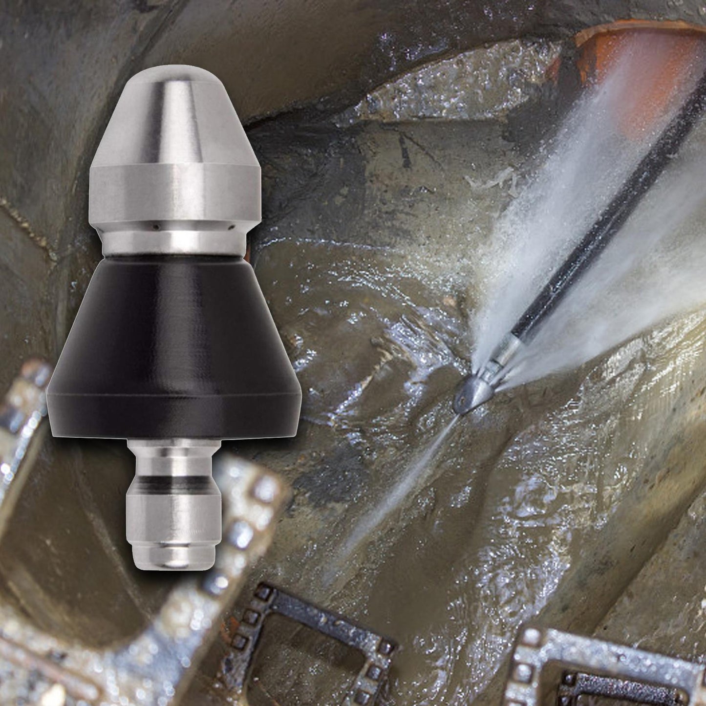 High-Pressure Drain Jetting Nozzle – Stainless Steel Sewer Cleaning Sprayer for Fast Pipe Unblocking