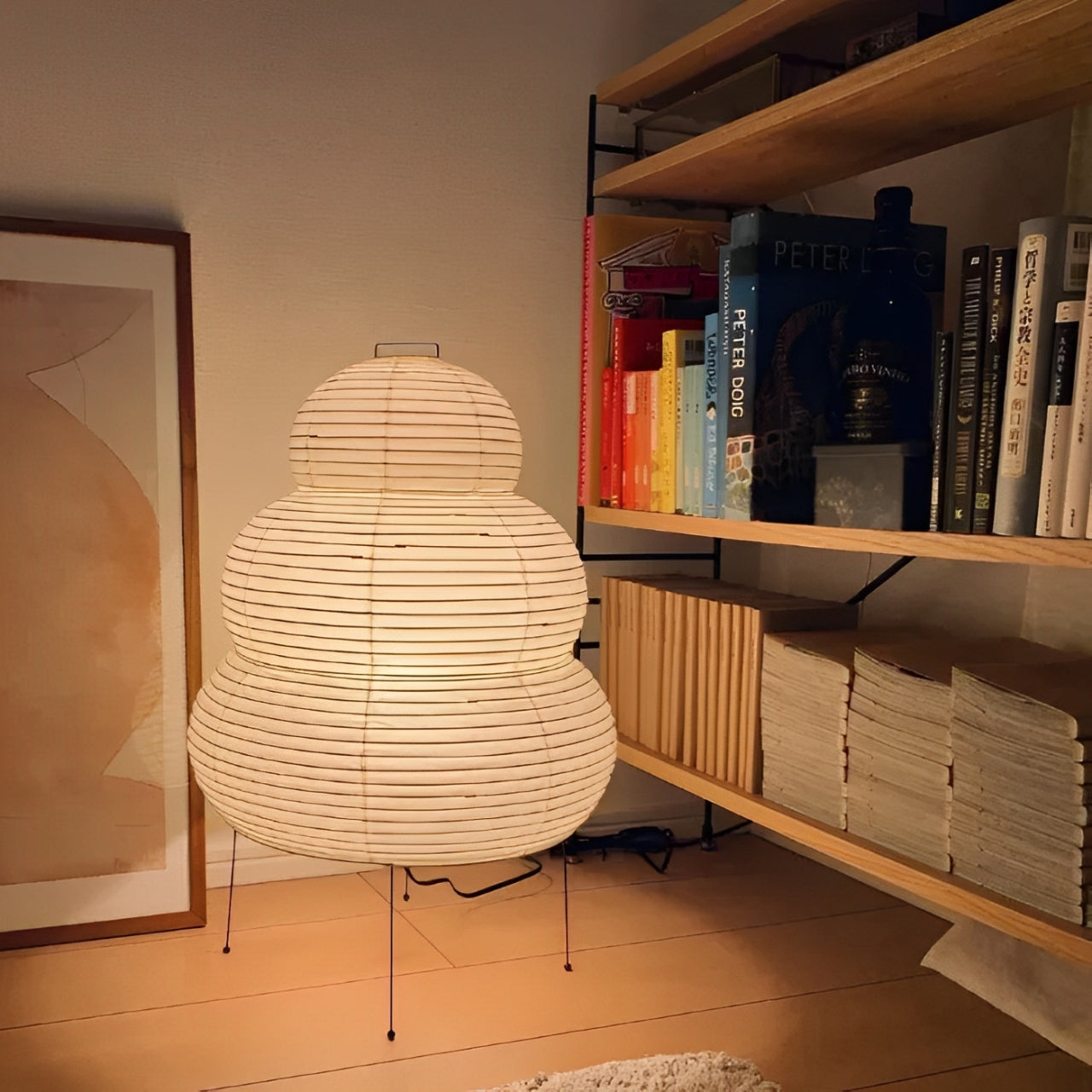 Zen Floor Lamp – Japanese Wabi-Sabi Style with 3-Mode Dimmable LED Light