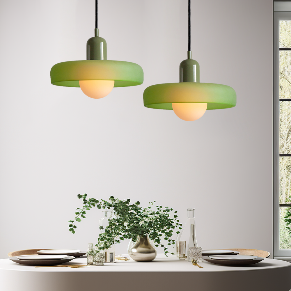 Coloured Glass Pendant Light – Elegant Bauhaus-Style Hanging Lamp for Living Room & Dining Area