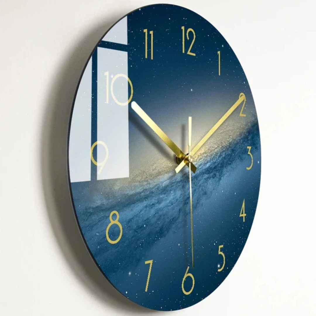 Modern Large Glass Wall Clock – Elegant Minimalist Design for Kitchen & Living Room