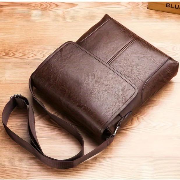 Vintage Luxe PU Leather Shoulder Bag – Men’s Crossbody Messenger Bag with Adjustable Strap