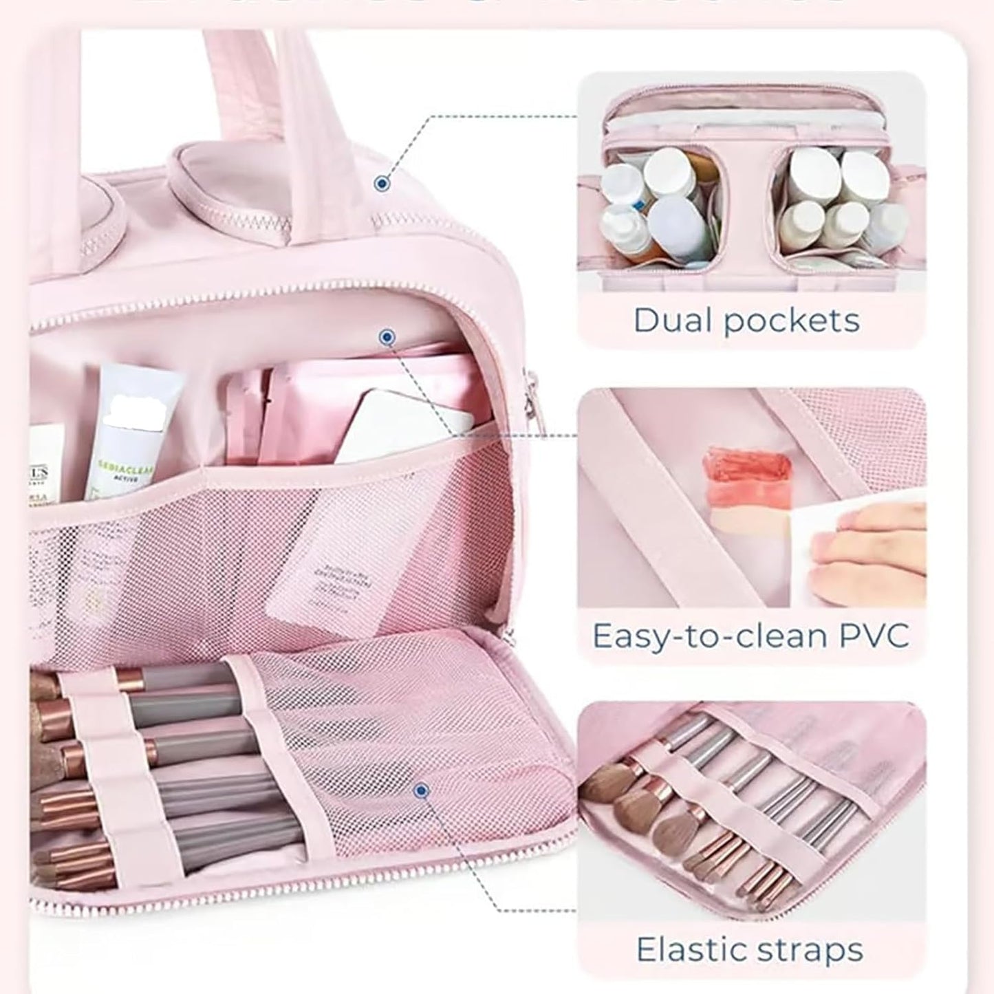 4-in-1 Puffy Toiletry Bag for Women – Large Travel Makeup & Skincare Organiser