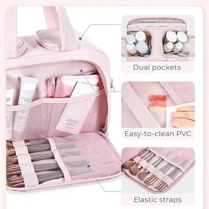 4-in-1 Puffy Toiletry Bag for Women – Large Travel Makeup & Skincare Organiser