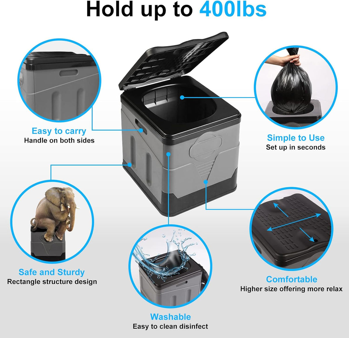 Portable Folding Toilet – Ideal for Camping, Festivals & Travel