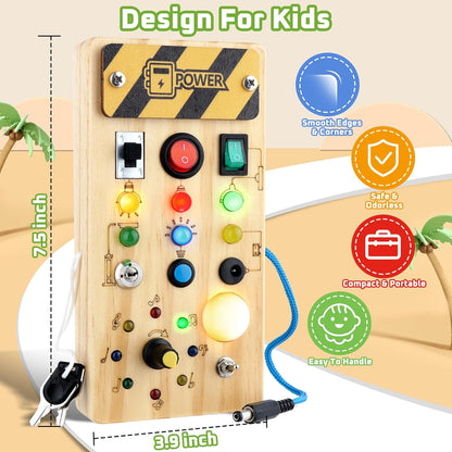 Montessori LED Busy Board – Sensory Activity Toy for Toddlers & Kids