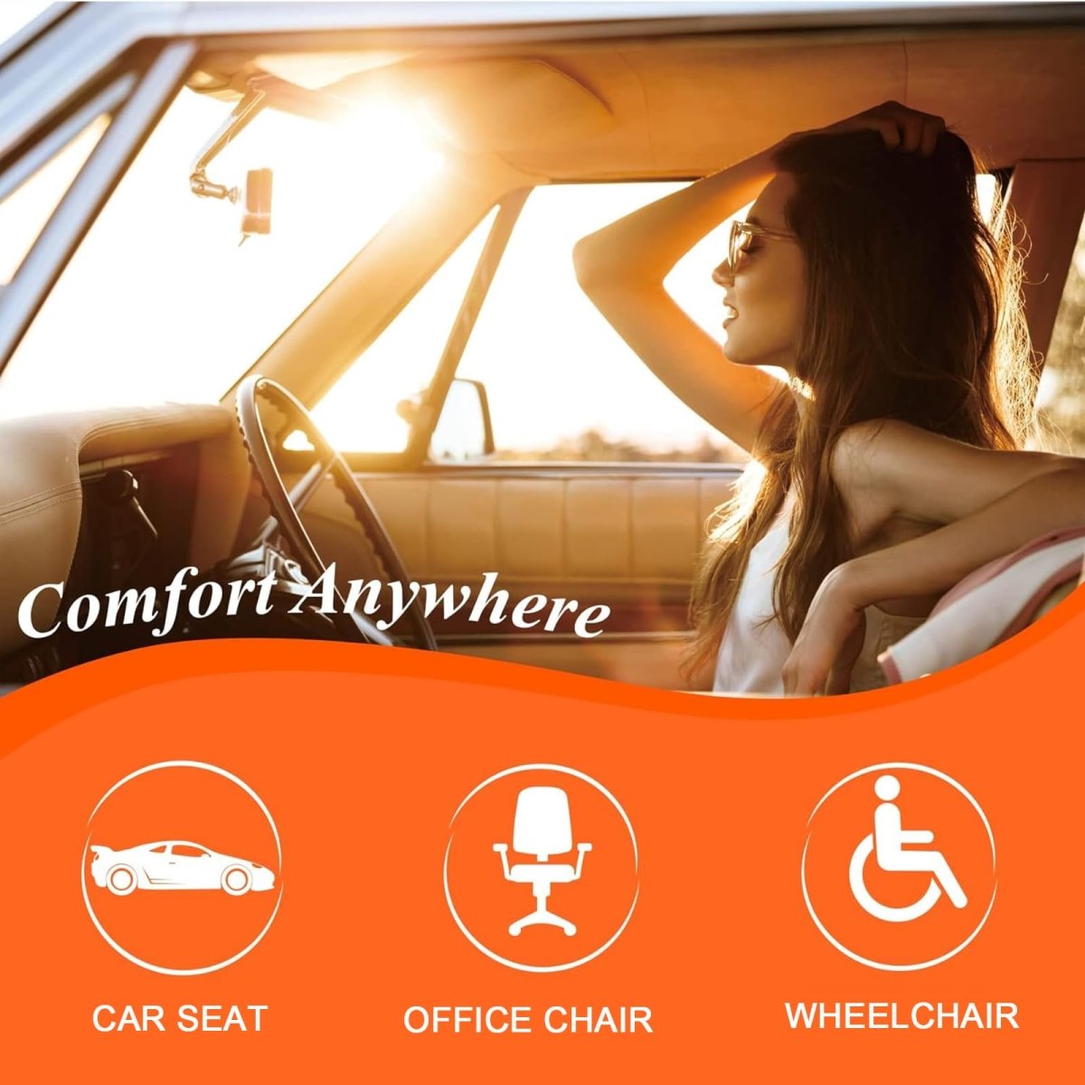 DriveUp Car Booster Cushion – Memory Foam Seat Riser for Extra Height & Driving Comfort