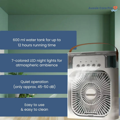 AeroMist – 3‑in‑1 Portable Fan, Humidifier & Cooling Air Mist