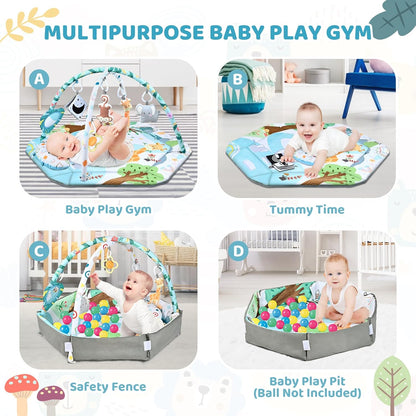 8-in-1 Baby Play Mat & Ball Pit with 6 Toys – A Complete Development Gym for Infants