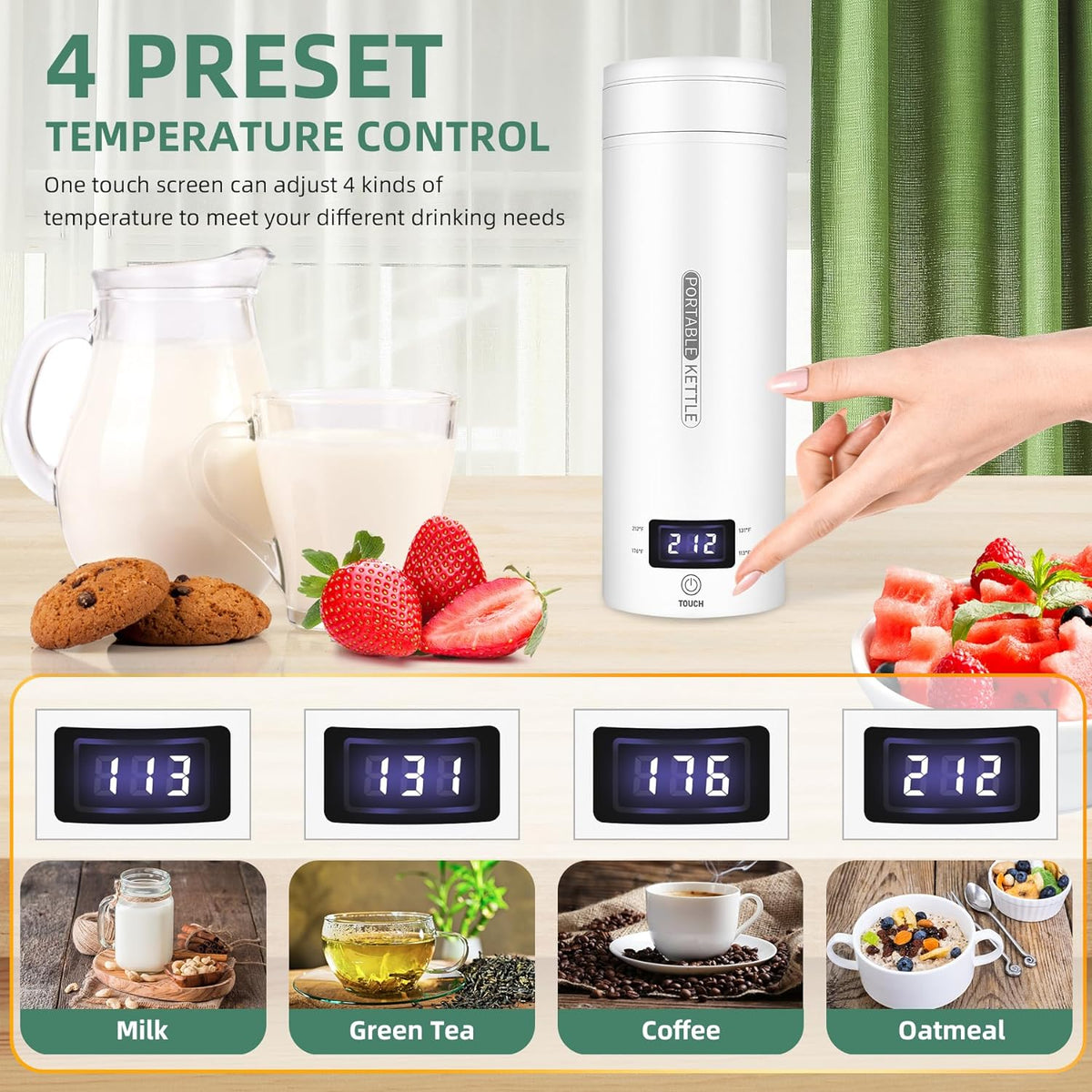Portable Electric Travel Kettle | Compact Stainless Steel Smart Kettle with LCD