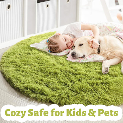 FluffyMat – Ultra Soft Plush Round Rug for Bedroom & Living Room Comfort