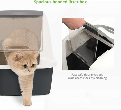 PetHome XL Cat Litter Box – Extra Large Covered Litter Tray with Odor Control