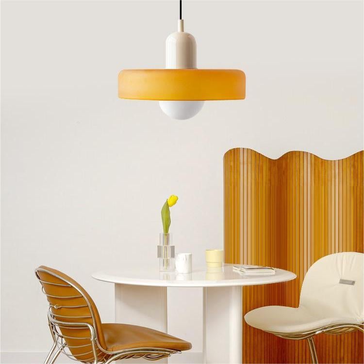 Coloured Glass Pendant Light – Elegant Bauhaus-Style Hanging Lamp for Living Room & Dining Area